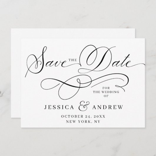 Einfach elegante Hochzeiten speichern Save The Date (Vorne/Hinten)