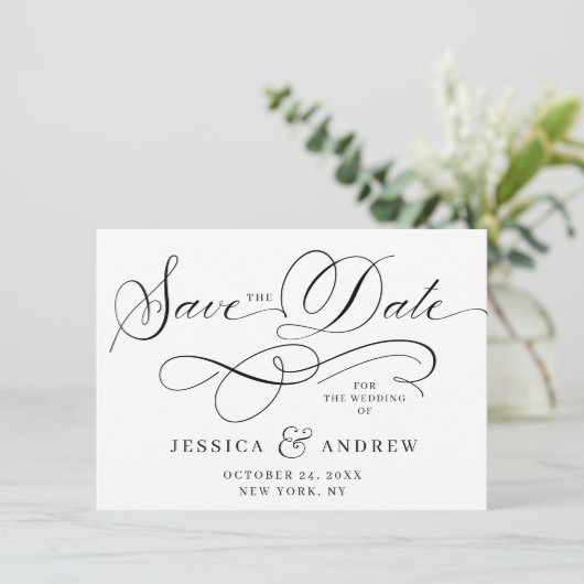 Einfach elegante Hochzeiten speichern Save The Date (Stehend Vorderseite)