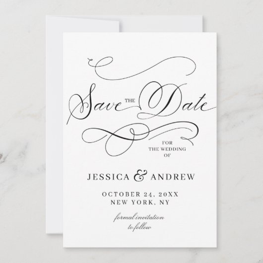 Einfach elegante Hochzeiten speichern Save The Date (Vorderseite)
