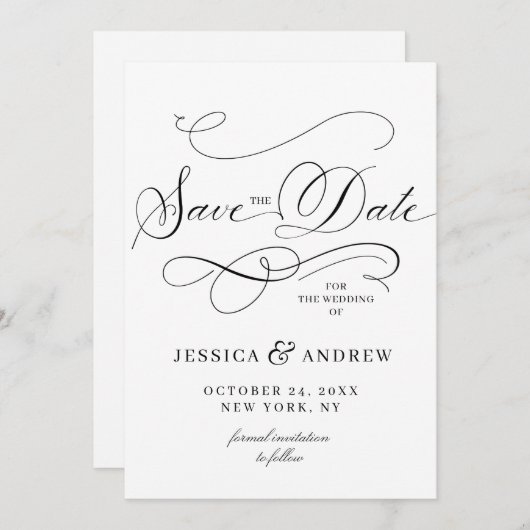 Einfach elegante Hochzeiten speichern Save The Date (Vorne/Hinten)