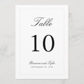 Einfach elegante Hochzeitkarte für die Tischnummer (Vorderseite)