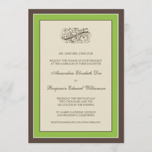Einfach elegante Hochzeitseinladung (grüner Apfel) Einladung