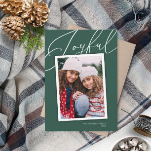 Einfach elegante, Joyful Script Holiday Foto Card Feiertagskarte