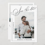 Einfach elegante Kalligrafie Hochzeit 2 Foto Save The Date (Vorne/Hinten)