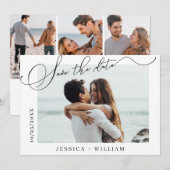 Einfach elegante Kalligrafie Hochzeit 4 Foto Save The Date (Vorne/Hinten)