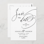 Einfach elegante Kalligrafie Hochzeit speichern Si Postkarte (Vorne/Hinten)