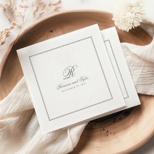 Einfach elegante klassische Hochzeitsmonogramm-Ser Serviette