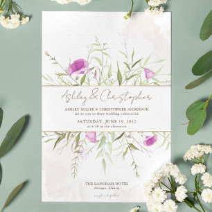 Einfach elegante Lavender Wildblume Frame Wedding Einladung