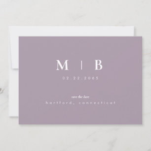 Einfach elegante lila Monogramm Hochzeit Save The  Date