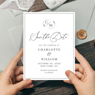 Einfach elegante Minimalistische Hochzeit Sichern Postkarte