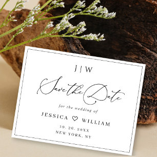 Einfach elegante Minimalistische Hochzeit Sichern Postkarte