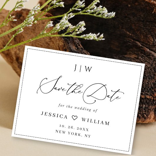 Einfach elegante Minimalistische Hochzeit Sichern  Postkarte