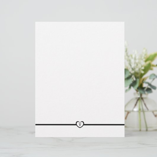 Einfach elegante Mit Monogramm Stationery - Schwar (Stehend Vorderseite)