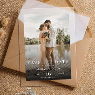 Einfach Elegante Moderne Foto Hochzeit Termin merk Acryleinladungen