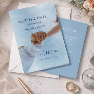 Einfach Elegante Moderne Foto-Hochzeit - Termin vo Einladung