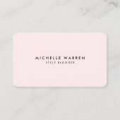 Einfach elegante rosa Blogger Business Card Visitenkarte (Vorderseite)