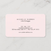 Einfach elegante rosa Blogger Business Card Visitenkarte (Rückseite)