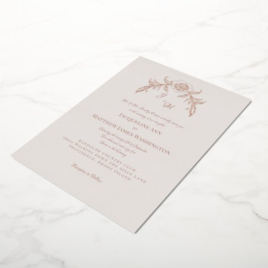 Einfach elegante Rose Gold Vintag Folieneinladung (Gedreht)