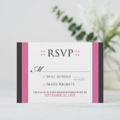 Einfach Elegante RSVP-Karte (fuchsia/schwarz) RSVP Karte (Stehend Vorderseite)