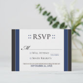 Einfach Elegante RSVP-Karte (Marine/schwarz) RSVP Karte (Stehend Vorderseite)
