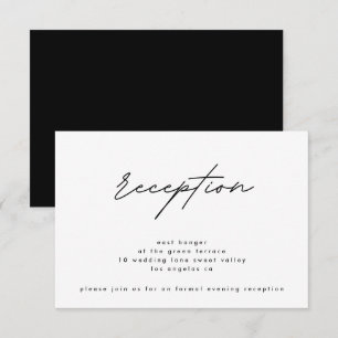 Einfach elegante schwarze weiße Hochzeitsempfangs- Einladung