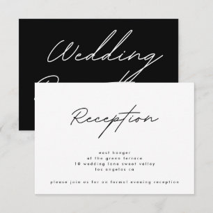 Einfach elegante schwarze weiße Hochzeitsfeier Einladung