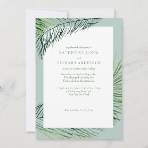 Einfach elegante Seafoam-Tropenpalmen-Hochzeitsein Einladung