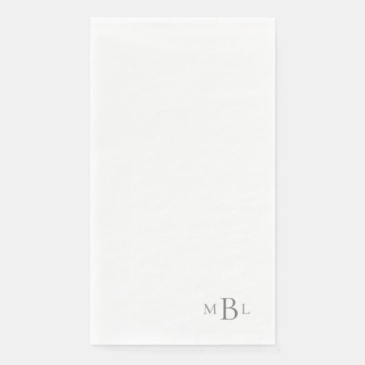 Einfach elegante Silver Monogram Paper Handtücher Serviette (Vorderseite)