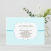 Einfach elegante Taufe/Christening Invite - Blau Einladung (Stehend Vorderseite)