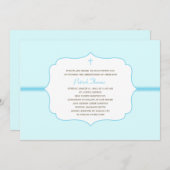 Einfach elegante Taufe/Christening Invite - Blau Einladung (Vorne/Hinten)