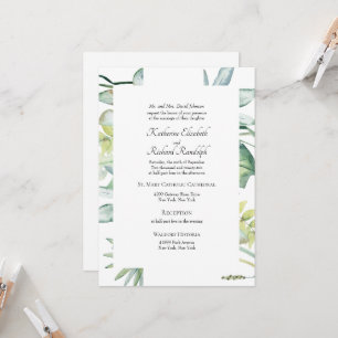Einfach Elegante Tropische Grünpflanzen Hochzeit Einladung