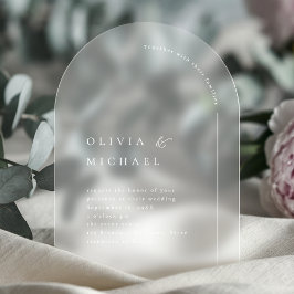 Einfach elegante Typografie Moderne Arch Wedding Acryleinladungen