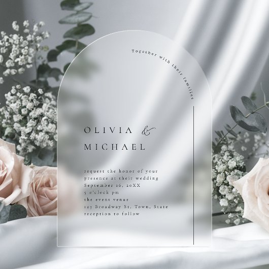 Einfach elegante Typografie Moderne Arch Wedding Acryleinladungen