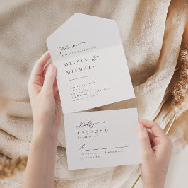 Einfach elegante Typografie Moderne Hochzeit All In One Einladung