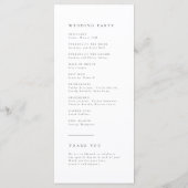Einfach elegante Typografie Moderne Hochzeit Programm (Rückseite)