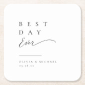 Einfach elegante Typografie Moderne Hochzeit Rechteckiger Pappuntersetzer (Vorderseite)