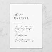 Einfach elegante Typografie Moderne Hochzeitsdetai Begleitkarte (Vorderseite)