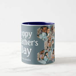 Einfach elegante Vathers Day Hexagon Foto Collage Zweifarbige Tasse