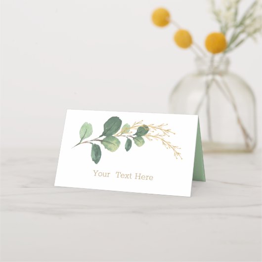 Einfach + Elegante Wasserfarben Grüne Golfregion Platzkarte (Vorderseite)