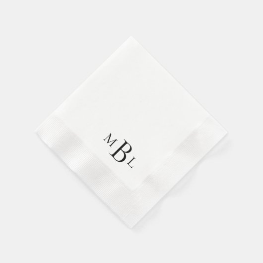 Einfach eleganter Black Monogram Cocktail Serviette (Ecke)
