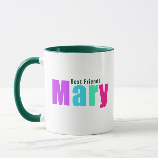 Einfach eleganter, farbenfroher "Mary"-Name, grüne Tasse (Links)