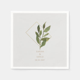 Einfach eleganter Foliage Gray Gold Wedding Cockta Serviette