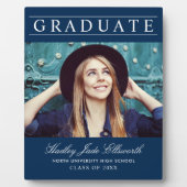 Einfach eleganter Graduate Navy Foto Abschluss Fotoplatte (Vorderseite)