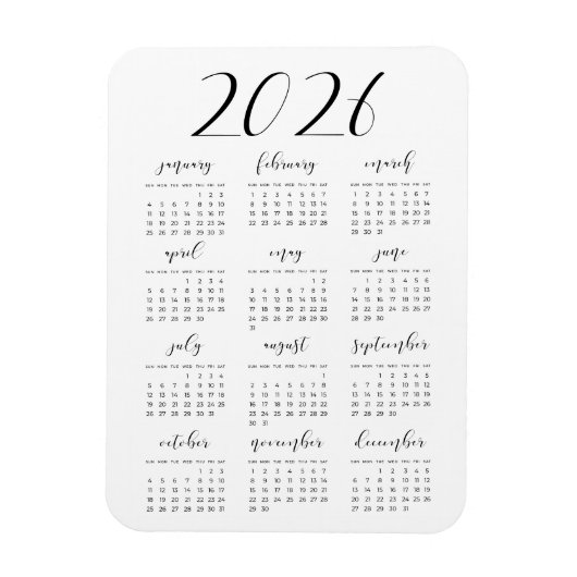 Einfach eleganter Kalender 2025 Magnet (Vertikal)