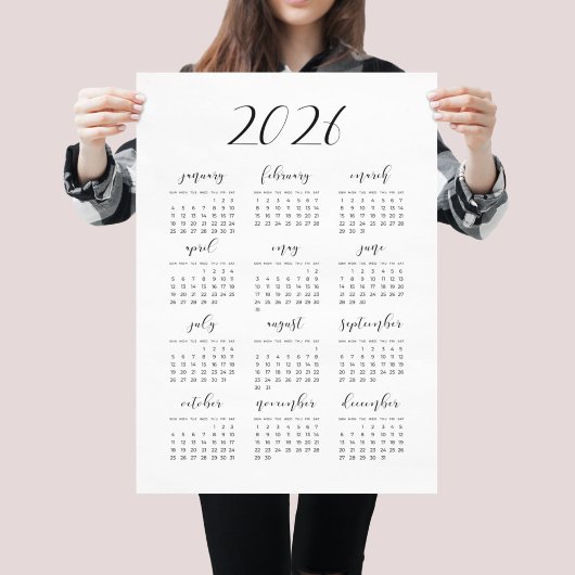 Einfach eleganter Kalender 2025 Poster