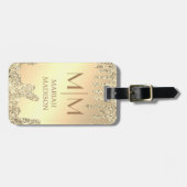 Einfach Eleganter Luxus Gold Glitzer Mit Monogramm Gepäckanhänger (Vorderseite horizontal)