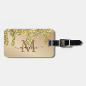 Einfach Eleganter Luxus Gold Glitzer Mit Monogramm Gepäckanhänger (Vorderseite horizontal)