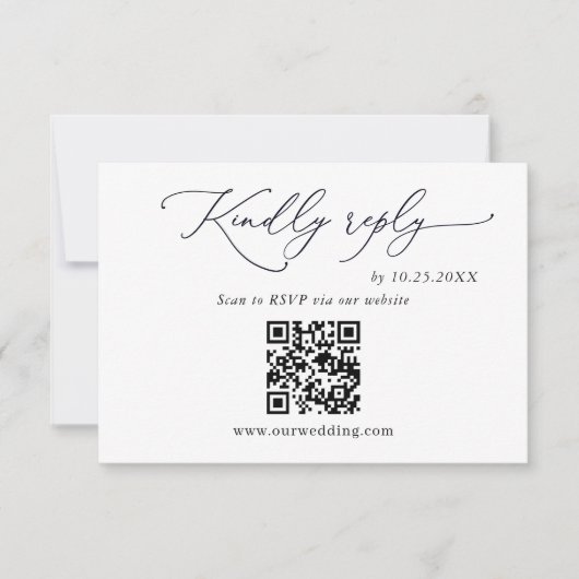 Einfach eleganter Minimalistischer Hochzeitcode RSVP Karte (Vorderseite)