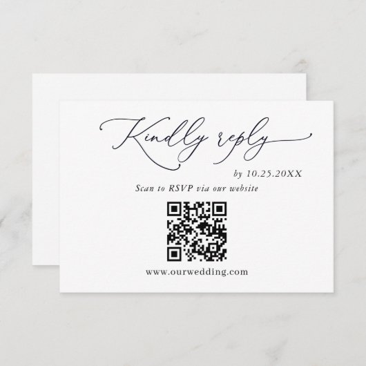 Einfach eleganter Minimalistischer Hochzeitcode RSVP Karte (Vorne/Hinten)