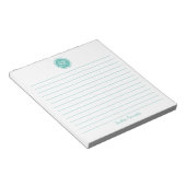 Einfach eleganter Name der Aqua Lined Monogram Notizblock (angewinkelt)